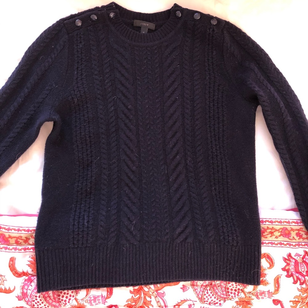 J.Crew navy blue wool crew neck sweater